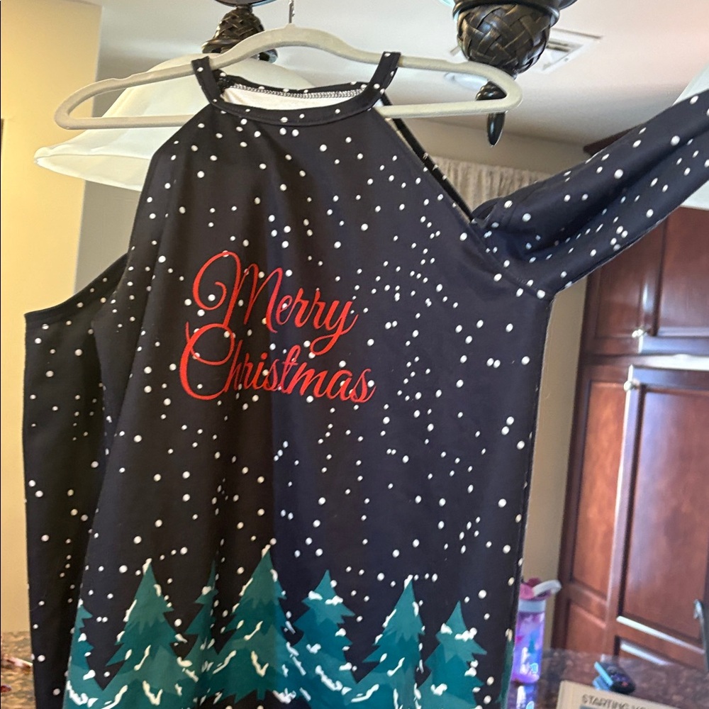 Merry Christmas Black and Green Top